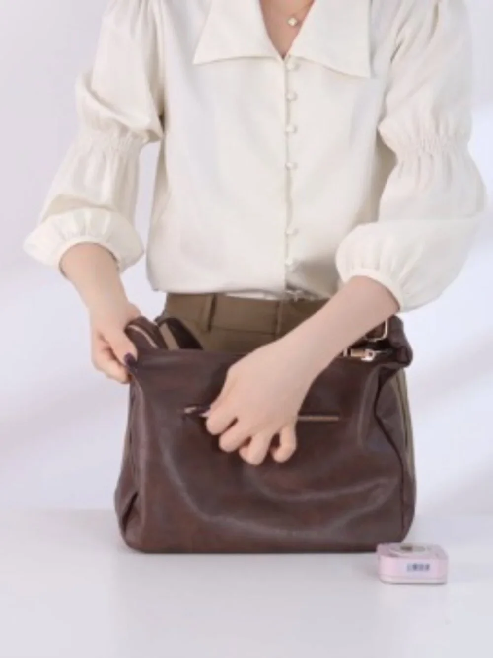 Foldable Vegan Leather Slouchy Hobo Handbag Shoulder Crossbody Tote